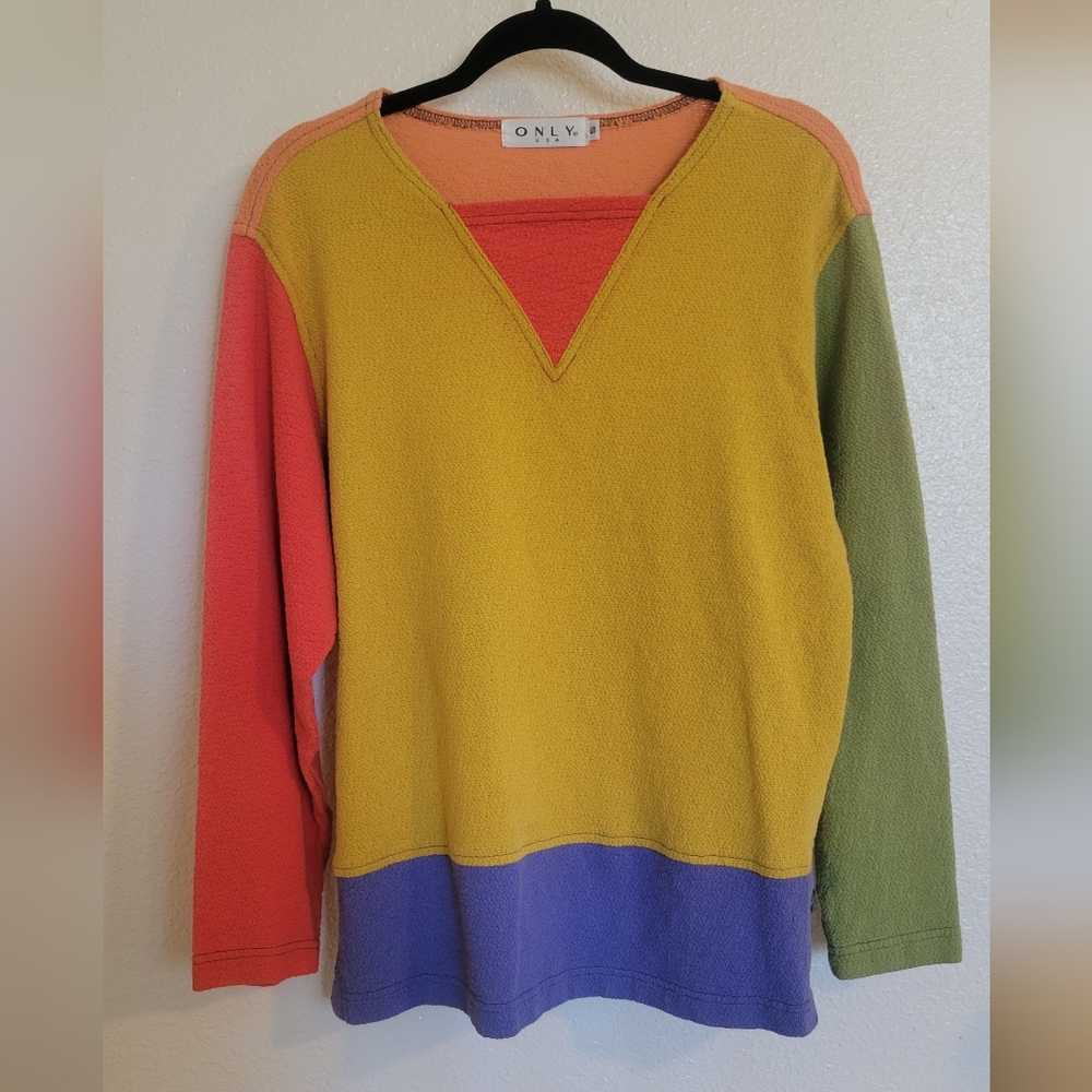 Only USA, Color Block shirt, 100% Cotton, Made in the USA, Vintage